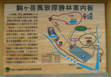 駒ケ岳風致探勝林看板