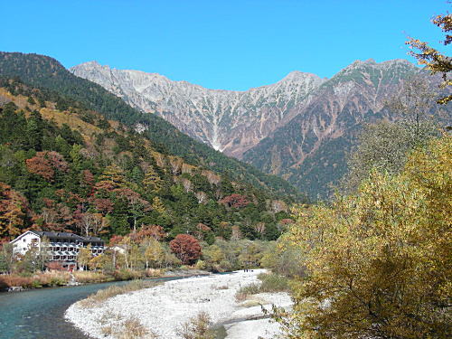 梓川と穂高連峰