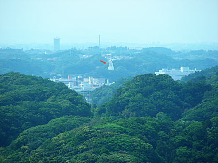 北方向に大船の観音様が見えました