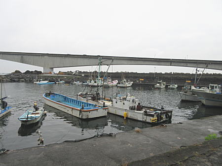岩大橋を背にした岩漁港